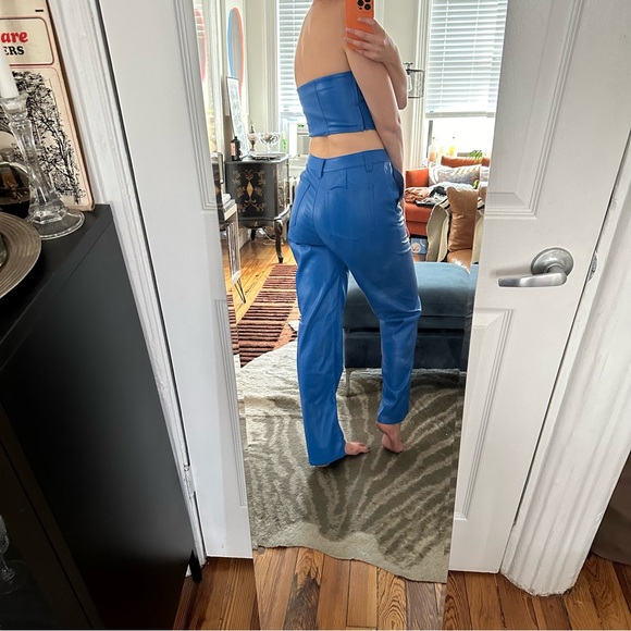 NEW! ASOS Vegan Leather Cobalt Blue Tube Top Set - Picture 3 of 10